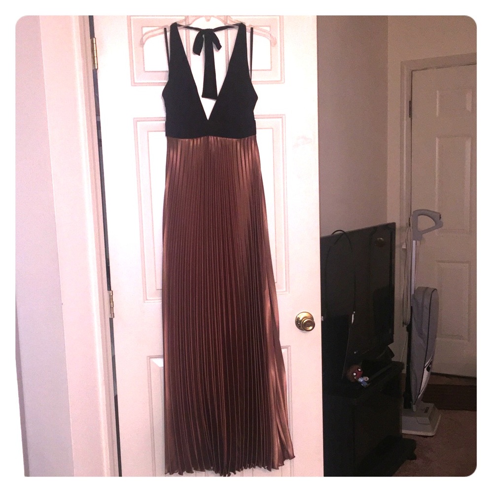 Backless Bronze and Black Dress